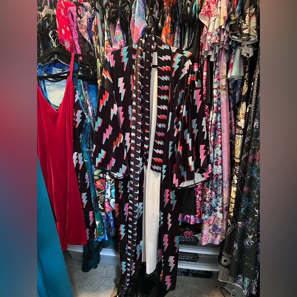 Blackmilk Ziggy Bowie Multicolor Lightning Bolt Robe OSFA NWT - Picture 2 of 4